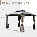 10' x 12' Hardtop Gazebo Permanent Metal Gazebo