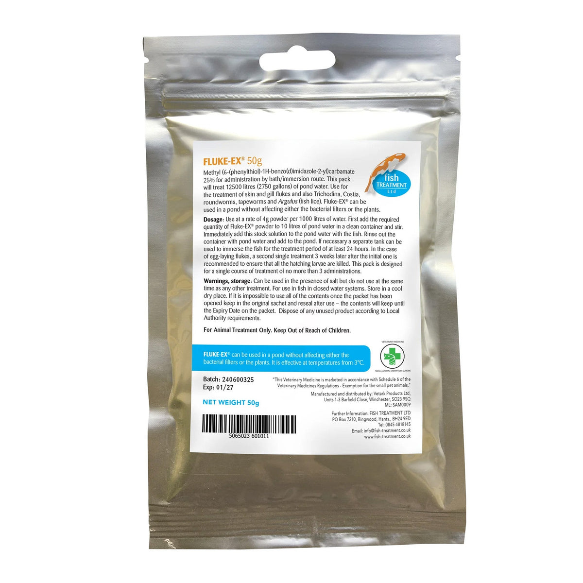 Vetark Fluke-Ex Skin Gill Fish Lice Parasite Treatment 10g/50g/100g
