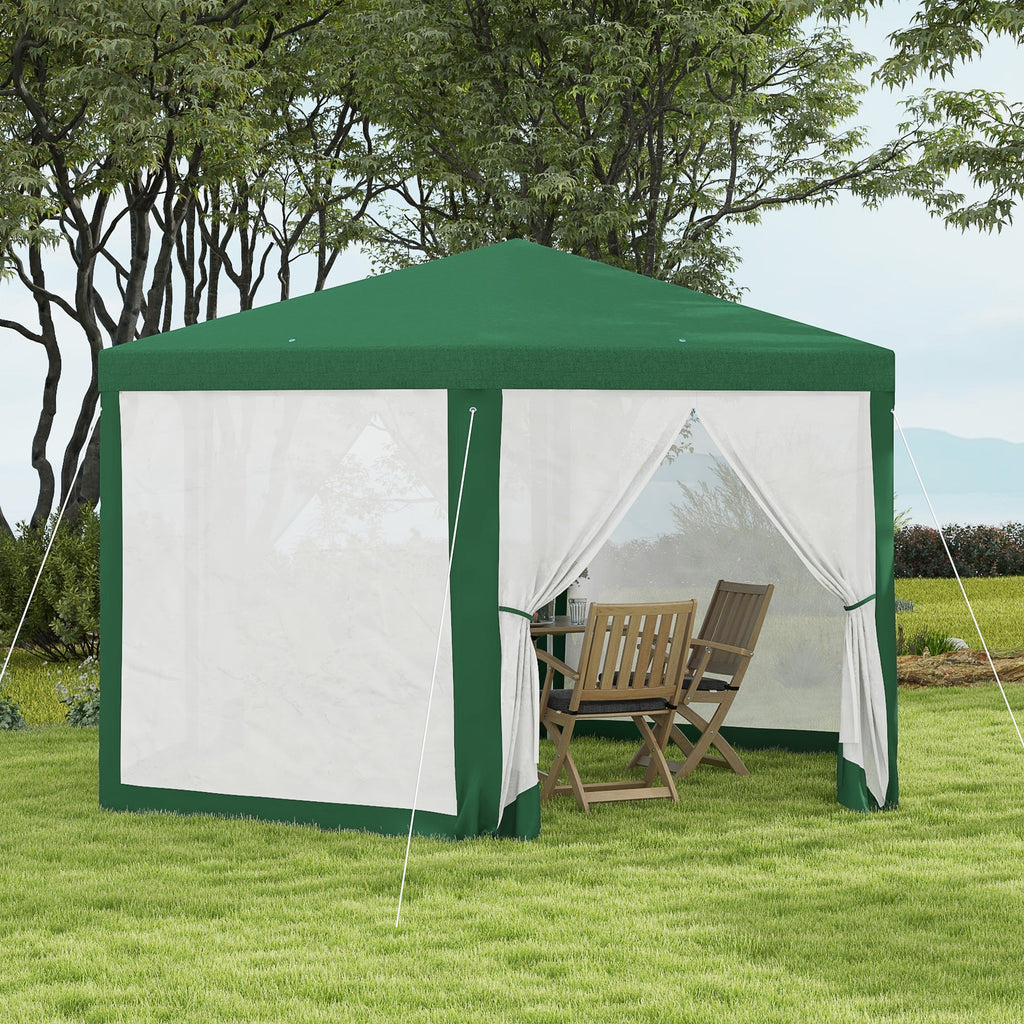 13' x 11' Hexagon Sun Shade Shelter Canopy with Mesh Sidewalls, Ropes, Stakes, Green