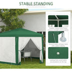 13' x 11' Hexagon Sun Shade Shelter Canopy with Mesh Sidewalls, Ropes, Stakes, Green