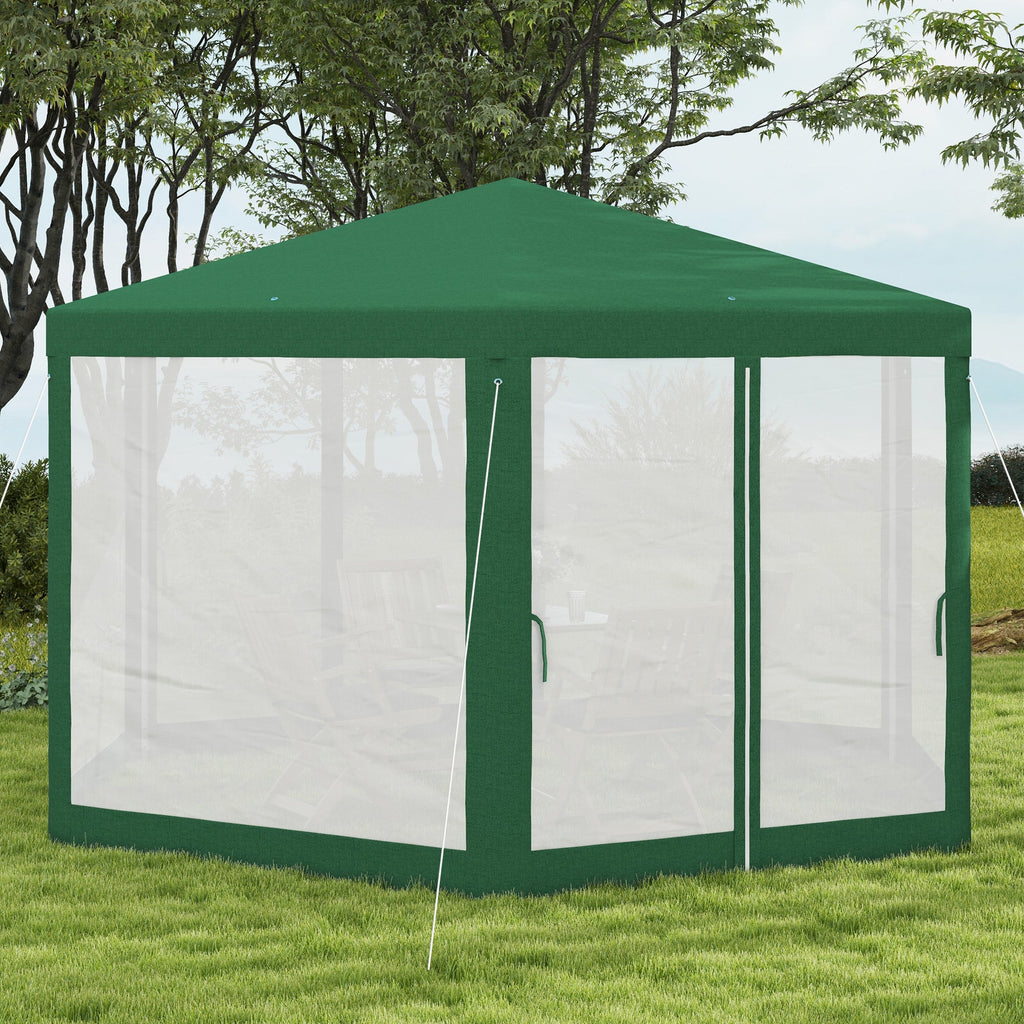 13' x 11' Hexagon Sun Shade Shelter Canopy with Mesh Sidewalls, Ropes, Stakes, Green
