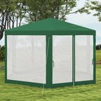 13' x 11' Hexagon Sun Shade Shelter Canopy with Mesh Sidewalls, Ropes, Stakes, Green