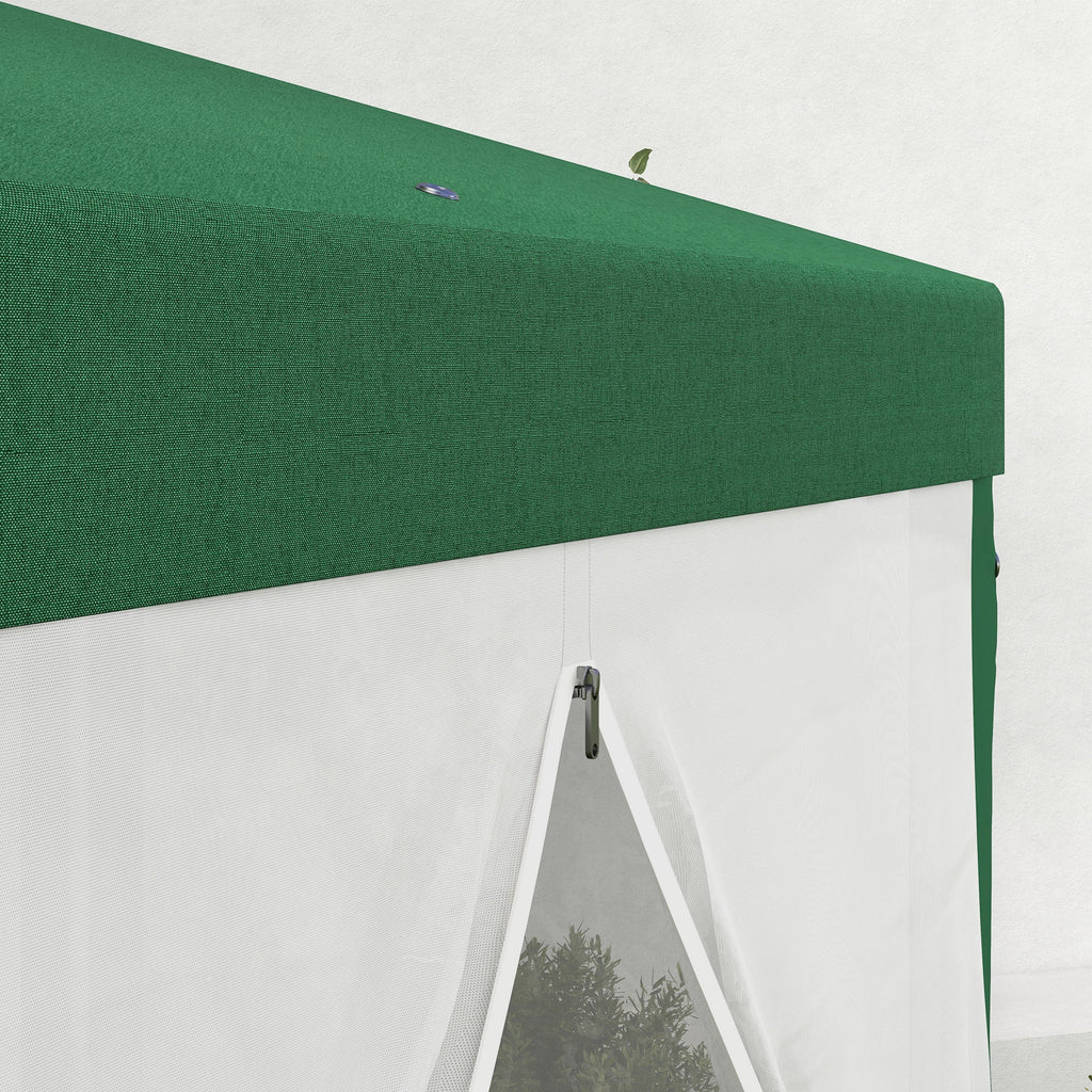13' x 11' Hexagon Sun Shade Shelter Canopy with Mesh Sidewalls, Ropes, Stakes, Green