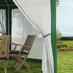 13' x 11' Hexagon Sun Shade Shelter Canopy with Mesh Sidewalls, Ropes, Stakes, Green