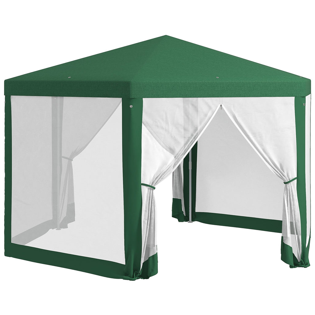 13' x 11' Hexagon Sun Shade Shelter Canopy with Mesh Sidewalls, Ropes, Stakes, Green