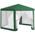 13' x 11' Hexagon Sun Shade Shelter Canopy with Mesh Sidewalls, Ropes, Stakes, Green