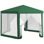 13' x 11' Hexagon Sun Shade Shelter Canopy with Mesh Sidewalls, Ropes, Stakes, Green