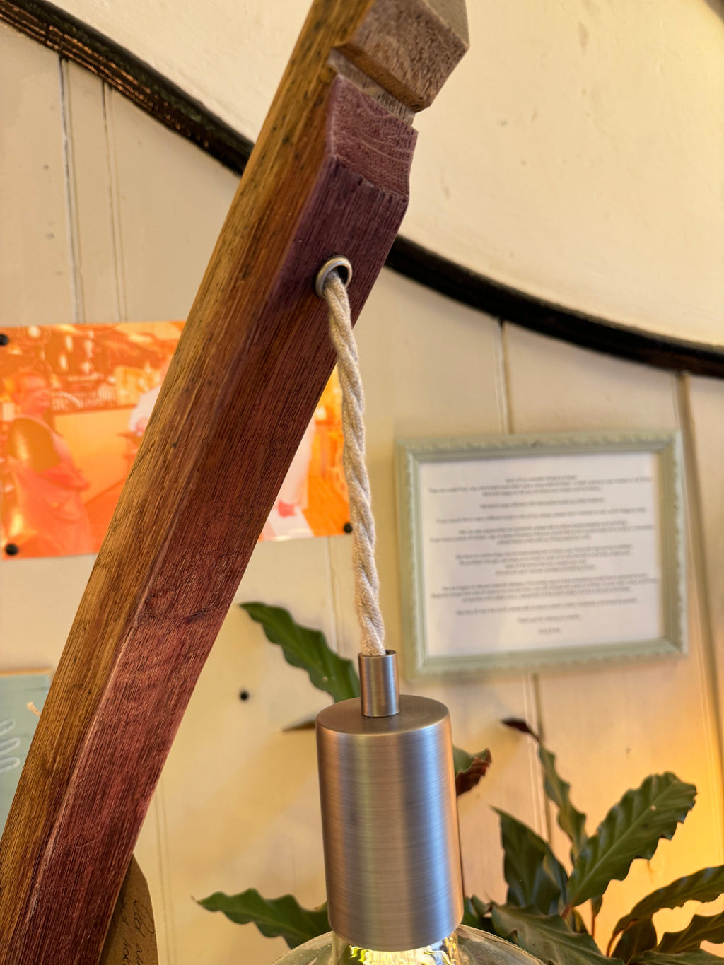 Oak Stave Table Lamp | Curved Wooden Bedside & Living Room Lamp UK