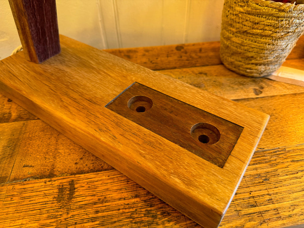 Oak Stave Table Lamp | Curved Wooden Bedside & Living Room Lamp UK