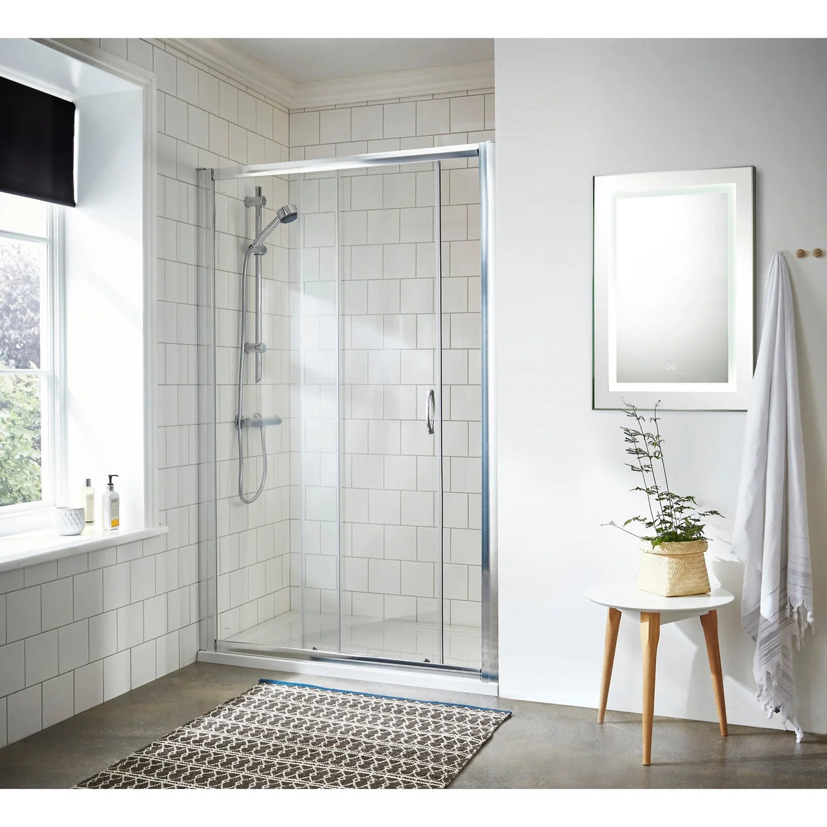 Foundry 5mm Glass Sliding Shower Door - Chrome