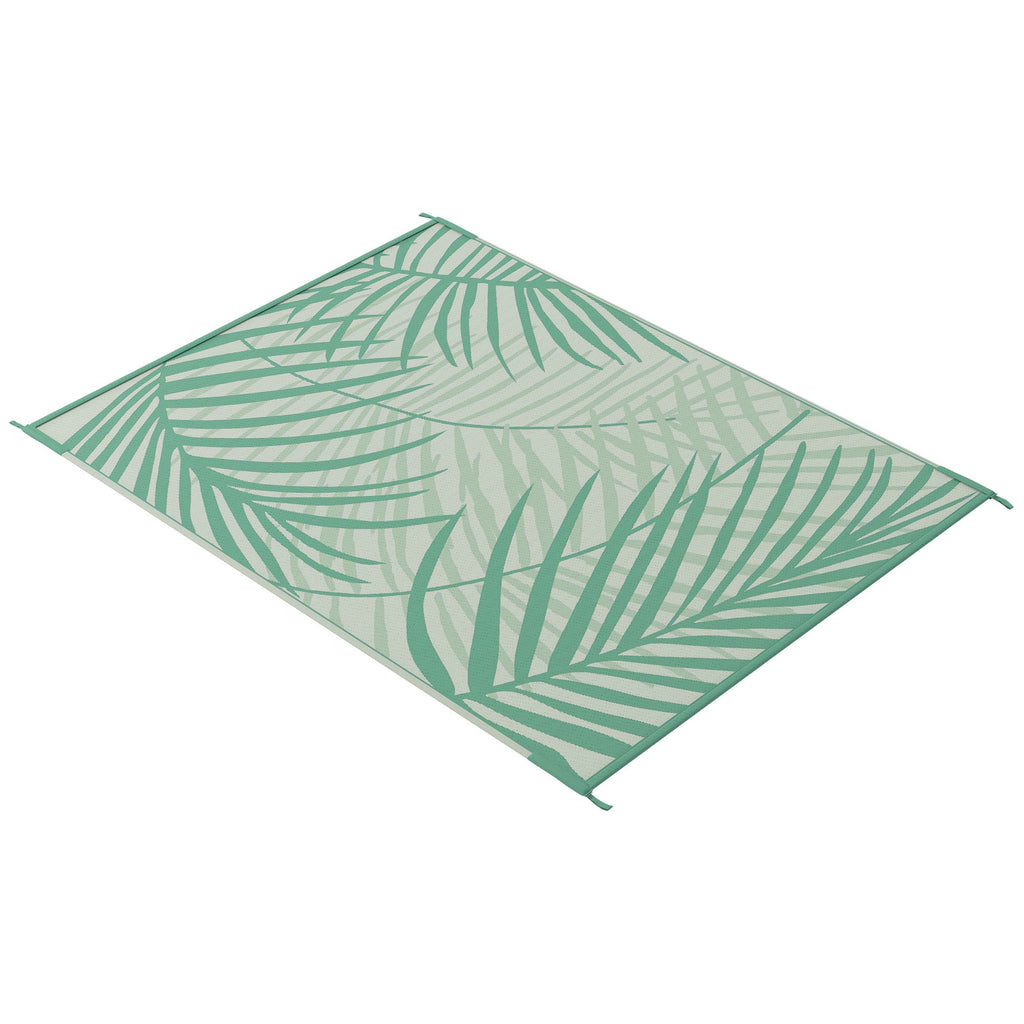 Reversible Rug with Carry Bag, 9' x 12' Waterproof Portable RV Camping Carpet, Green & Cream