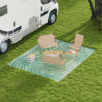Reversible Rug with Carry Bag, 9' x 12' Waterproof Portable RV Camping Carpet, Green & Cream