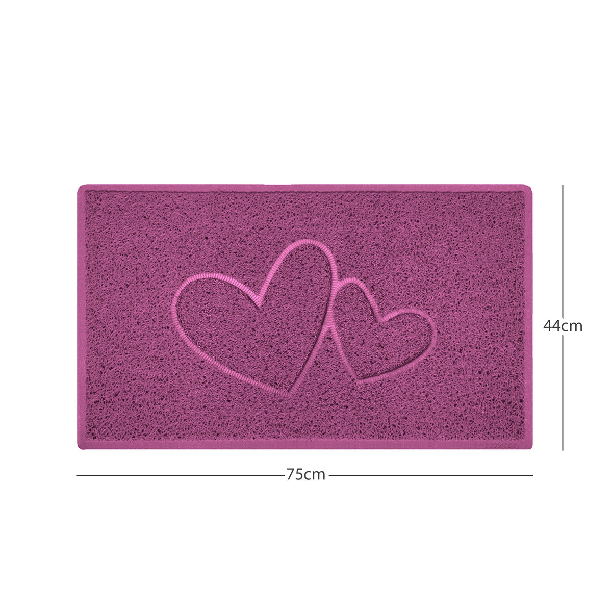 "Double Heart" Embossed Loofah Textured Spaghetti Doormat