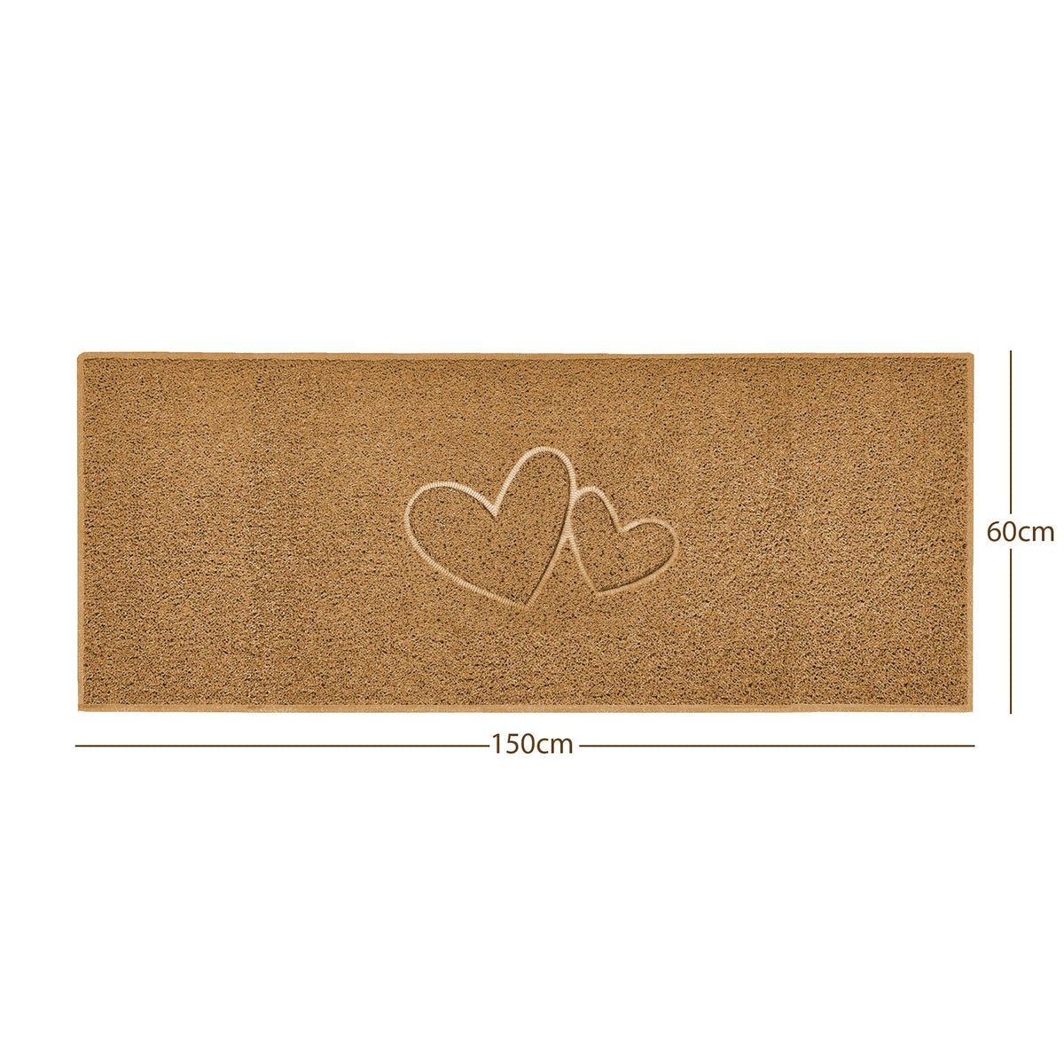 "Double Heart" Embossed Loofah Textured Spaghetti Doormat
