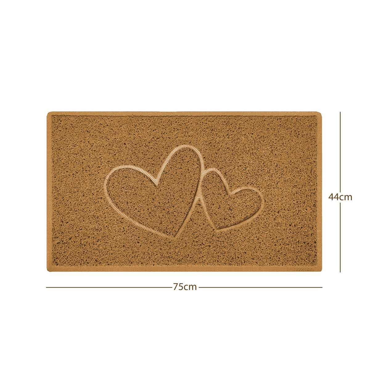 "Double Heart" Embossed Loofah Textured Spaghetti Doormat