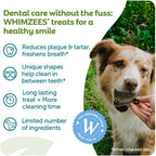 Whimzees Natural Daily Dog Dental Care Chews Treats – Multi Shapes & Sizes