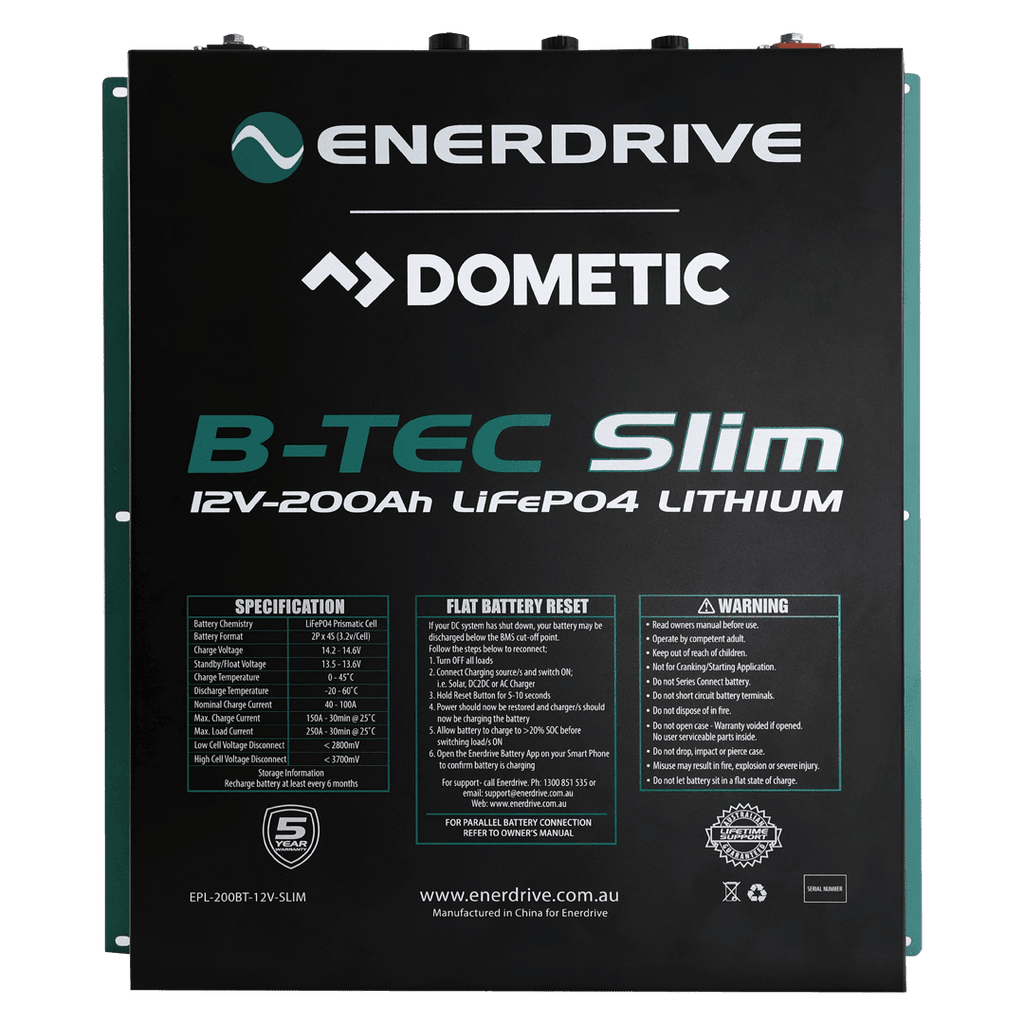 Enerdrive 12V 200Ah ePower B-TEC Slimline Lithium Battery
