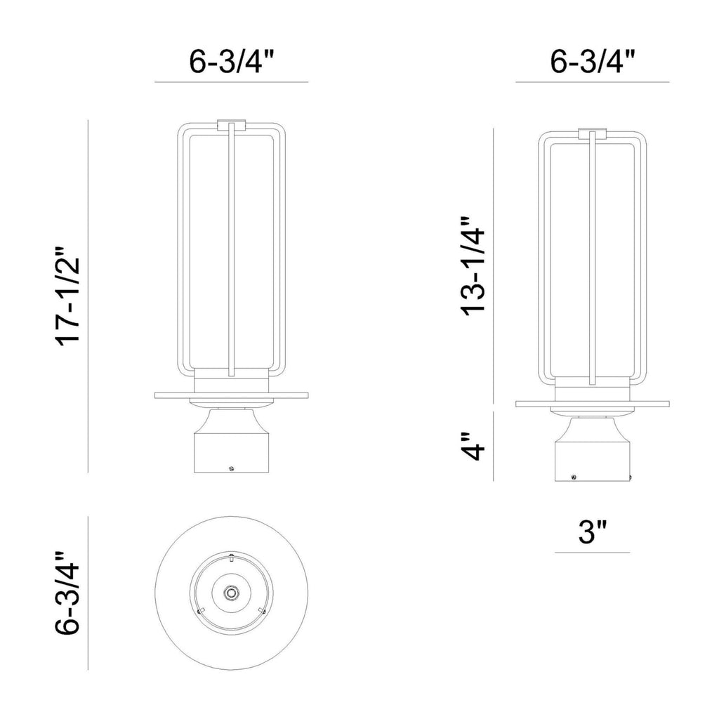 Eurofase Florin 16.25 in. Outdoor Post Light, Sand Black, Integrated LED