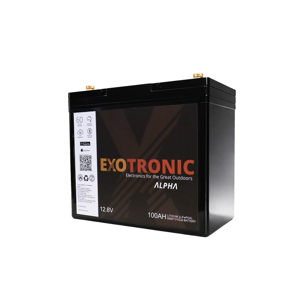 Twin Pack Exotronic 12V 100Ah Alpha IP67 Smart Bluetooth Lithium Batteries