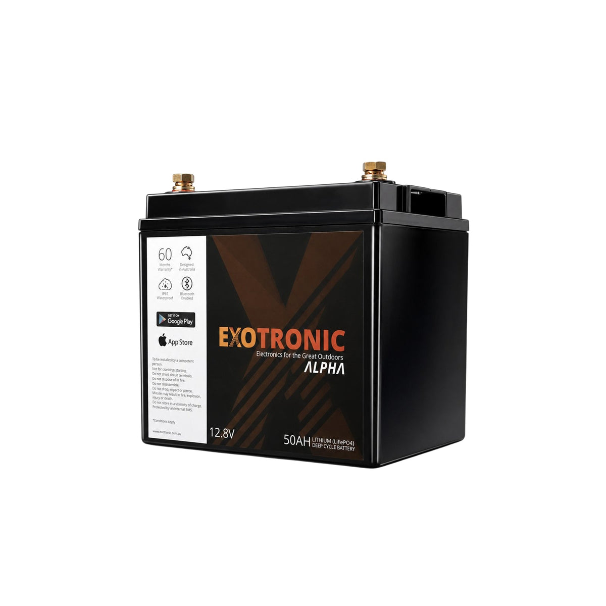 Twin Pack Exotronic 12V 50Ah Alpha IP67 Smart Bluetooth Lithium Battery
