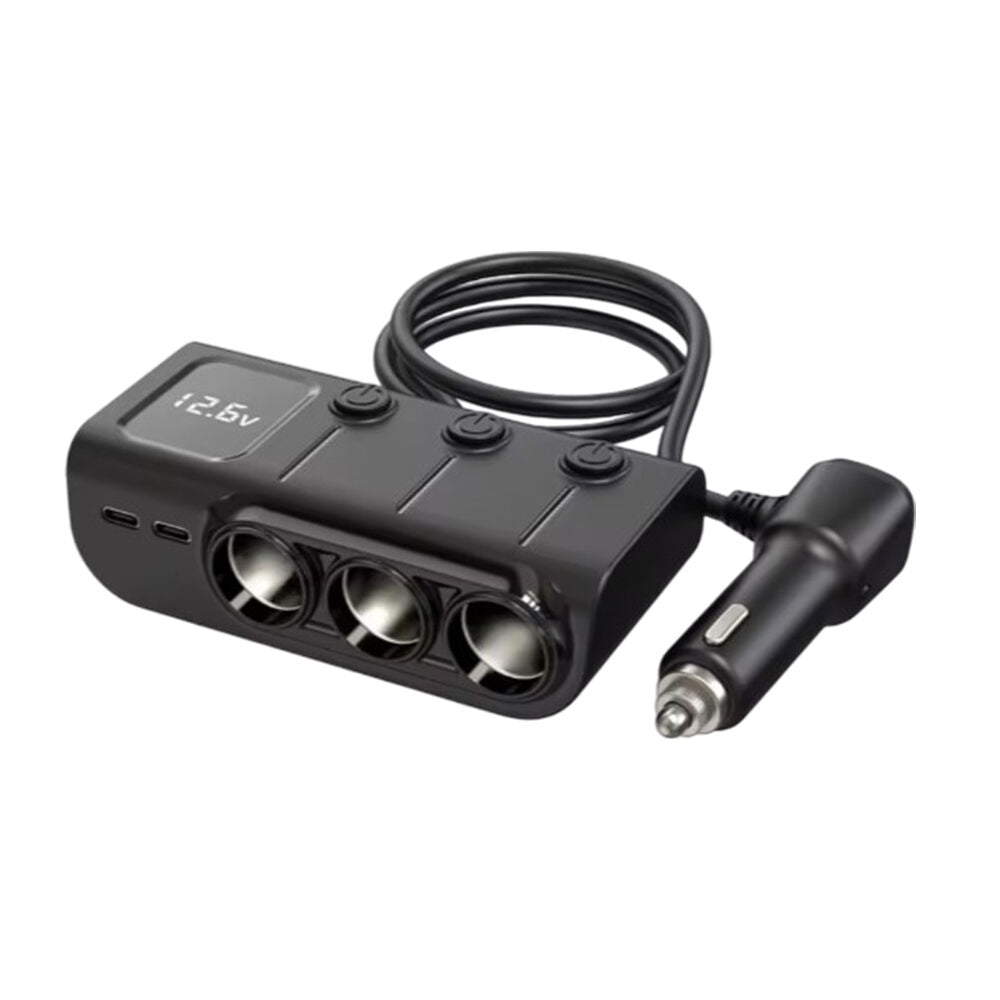 Exotronic 3 Way Car Accessory/Cigarette Adaptor with PD 2x 36W QC3.0