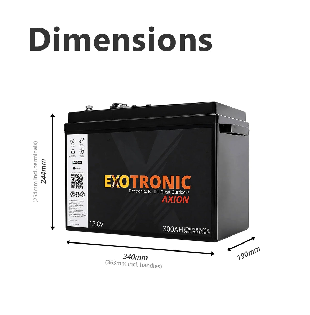 Exotronic 12V 300Ah Axion CANBus Bluetooth Lithium Battery