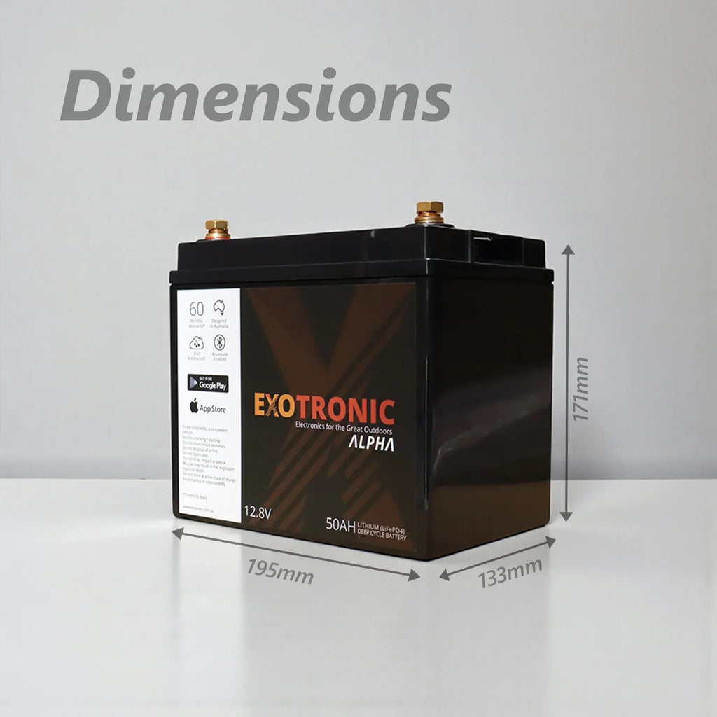 Twin Pack Exotronic 12V 50Ah Alpha IP67 Smart Bluetooth Lithium Battery