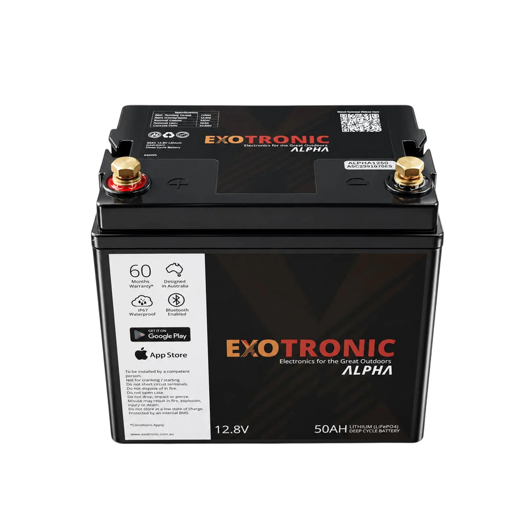 Exotronic 12V 50Ah Alpha IP67 Smart Bluetooth Lithium Battery