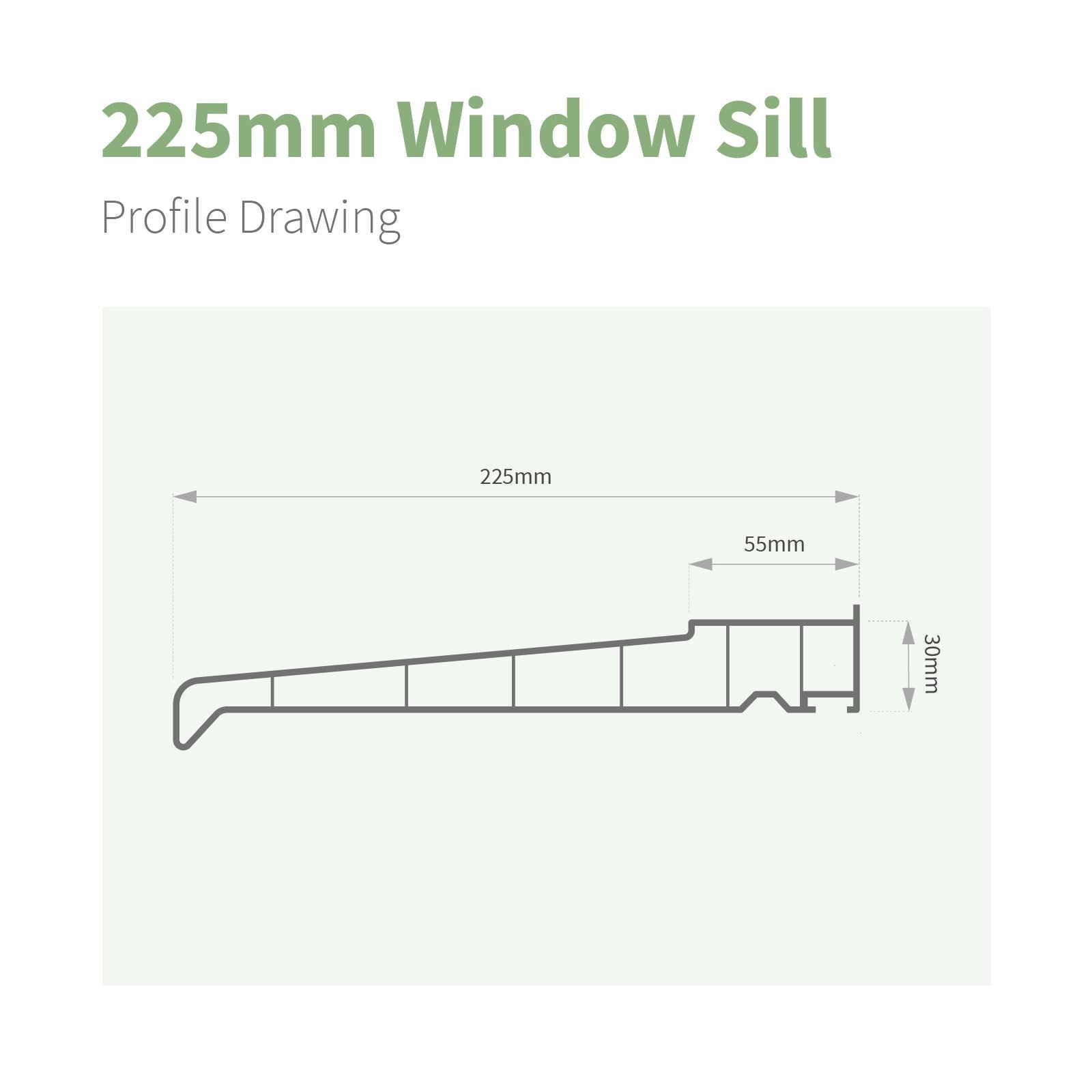 225mm Profile 22 Window Sill (with End Caps)
