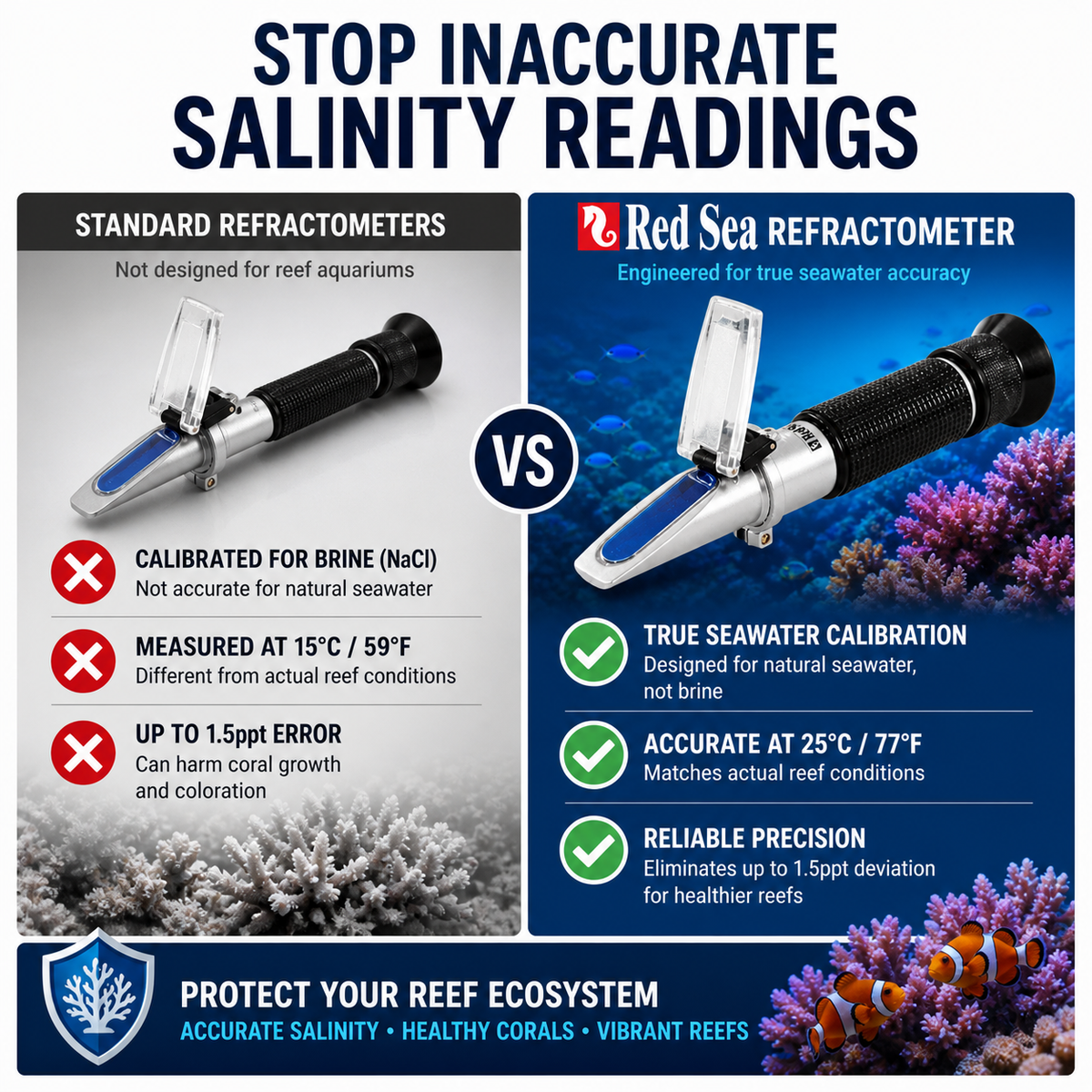Red Sea Seawater Refractometer - Accurate Salinity Measure