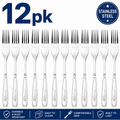 12PK Stainless Steel Dinner Forks Reusable Cutlery Flatware Tableware Set