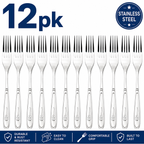 12PK Stainless Steel Dinner Forks Reusable Cutlery Flatware Tableware Set