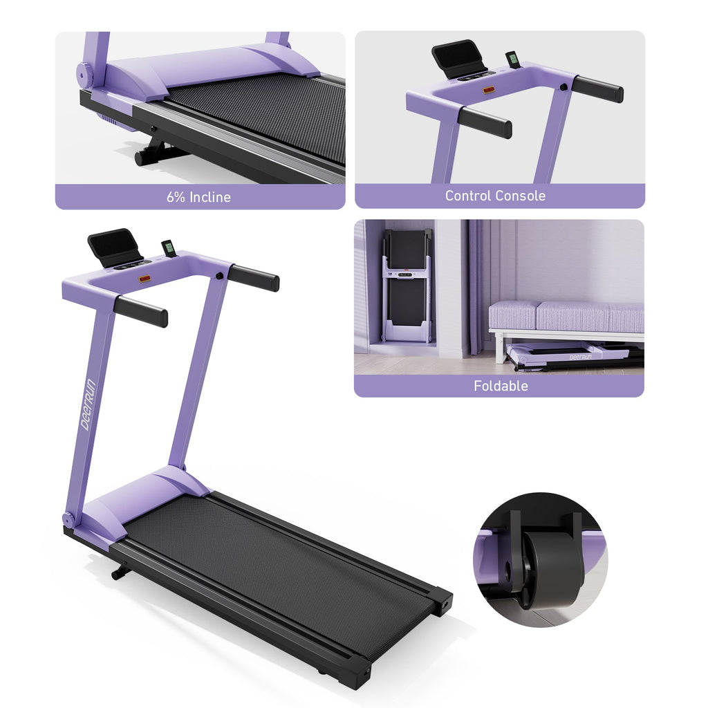 DeerRun All-New 2026 A1 Pro Move+  6% Incline Foldable Treadmill——Upgraded Chip & NFC Support | 350 lbs, 10 mph Dreamy Violet