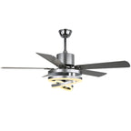 52 Inch Modern Ceiling Fan with LED Light and Remote Control, 6 Speeds DC Motor Reversible Ceiling Fan with DIY Shade
