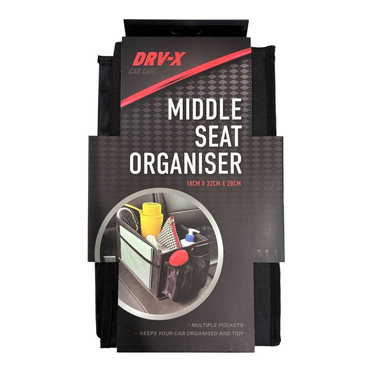 Car Middle Seat Organiser Storage Box Multi Pocket Travel Holder Black