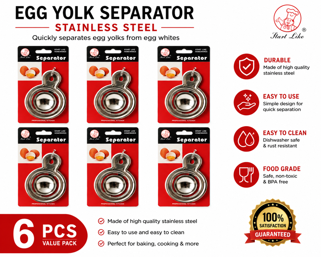 6PCS Stainless Steel Egg Yolk Separator Egg White Filter Kitchen Baking Tool Food Grade