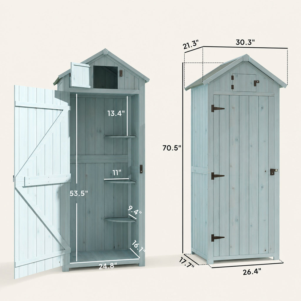ROWAN Weatherproof Garden Storage Shed with Shelves & Roof