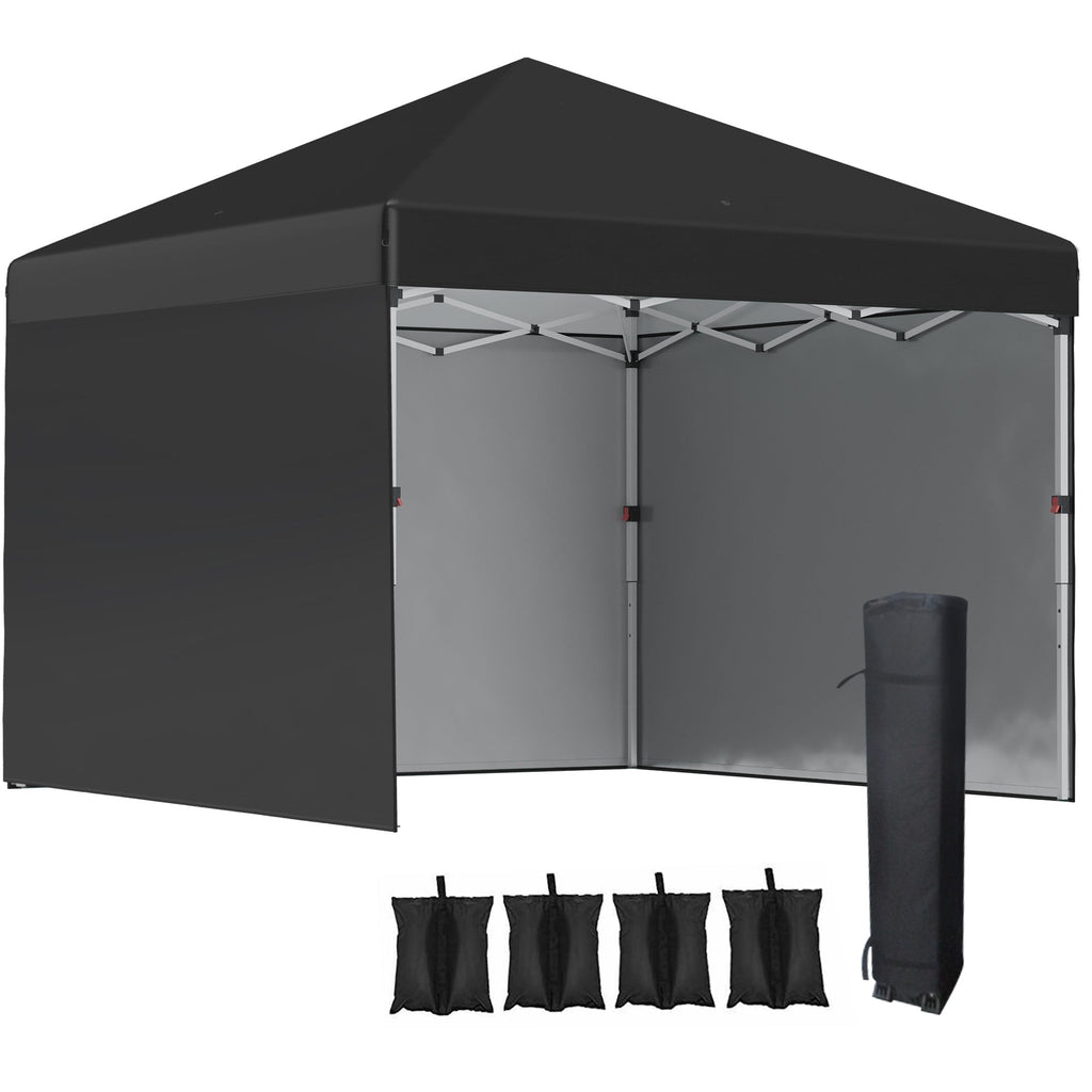 3 x 3m Pop Up Gazebo with 3 Sidewalls, Weight Bags & Wheeled Bag, Black