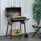 30" Portable Barrel Charcoal BBQ Grill with Storage Shelf for Garden Camping Picnic, Black