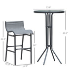3-Piece Bar Height Outdoor Bistro Set for 2, Charcoal Gray