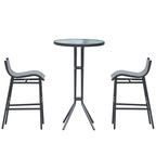 3-Piece Bar Height Outdoor Bistro Set for 2, Charcoal Gray