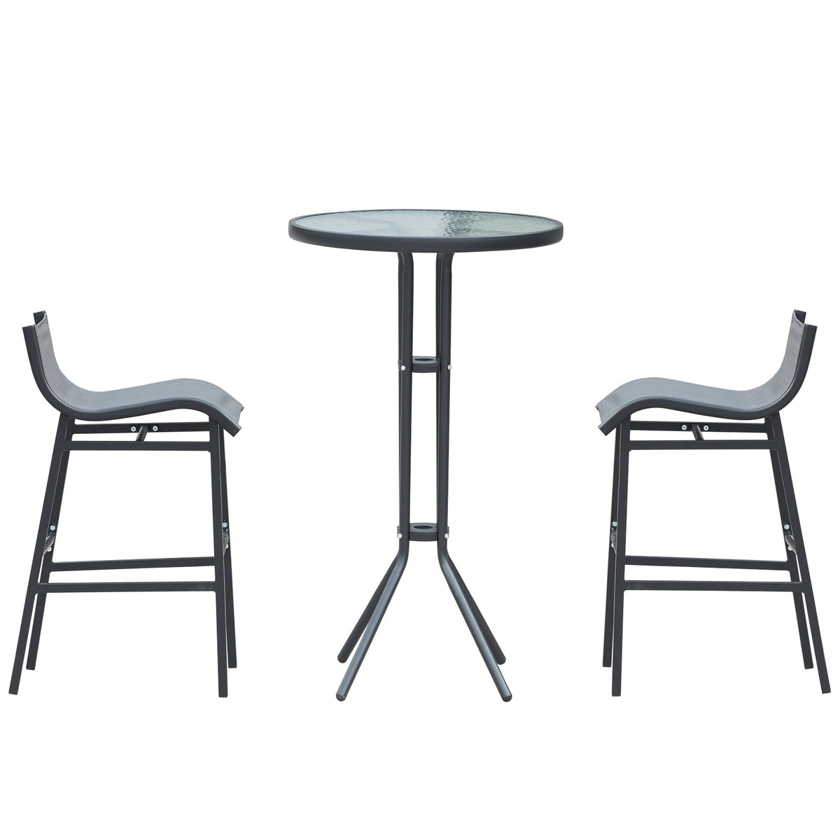 3-Piece Bar Height Outdoor Bistro Set for 2, Charcoal Gray