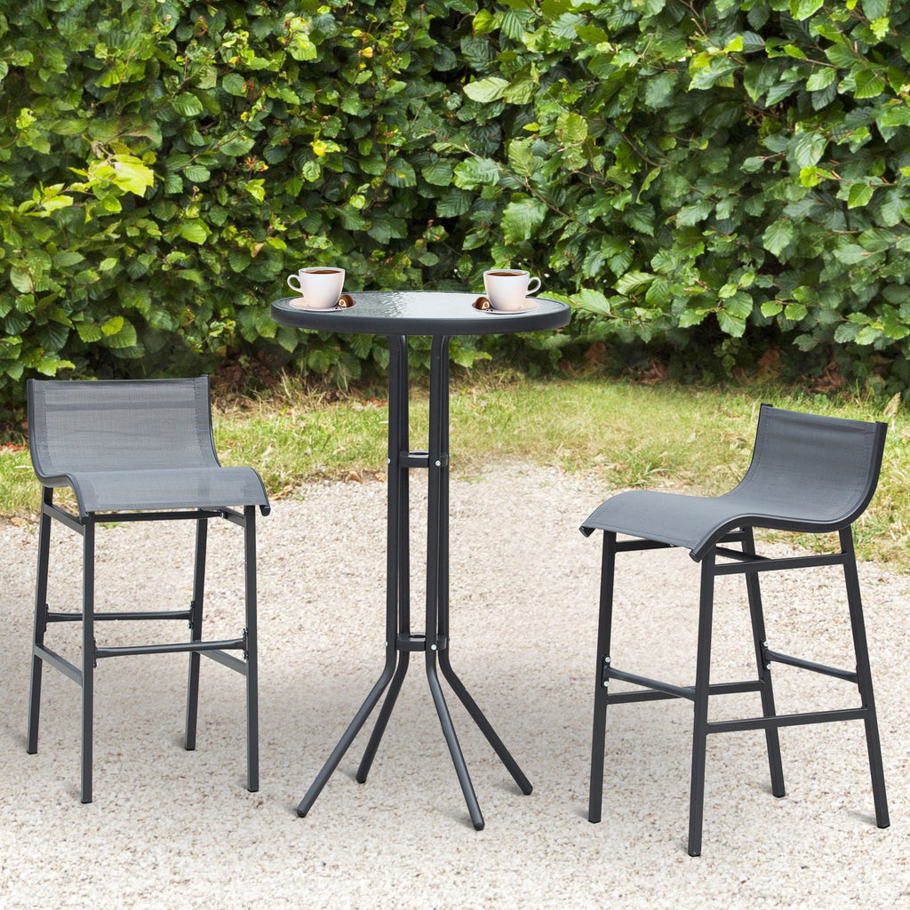 3-Piece Bar Height Outdoor Bistro Set for 2, Charcoal Gray