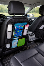 Car Backseat Organiser 60x40cm Drink Holder Mesh Pockets Adjustable Straps Black