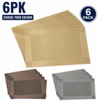 6PK Plastic Woven Placemats 45x30cm Dining Table Mats Choose Your Colour