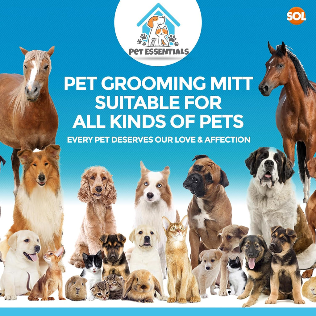 Dog Grooming Mitt Glove Brush Cat Hair Remover Deshedding
