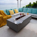 Granville 60-Inch Rectangular Concrete Propane Fire Table with Lava Rocks and Cover