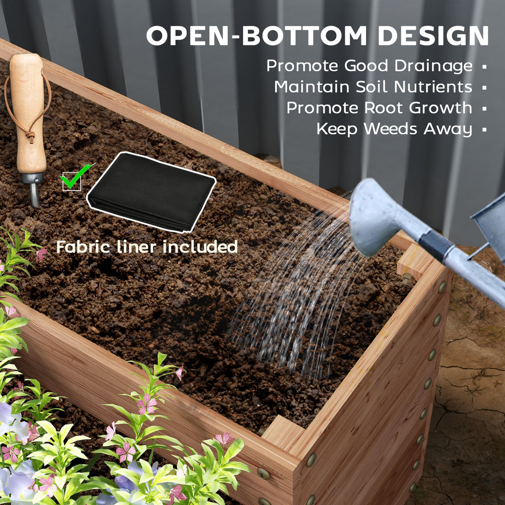 Wooden Raised Garden Bed Kit with Liner, 45" x 45" x 18", Dark Brown
