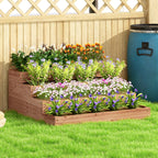 Wooden Raised Garden Bed Kit with Liner, 45" x 45" x 18", Dark Brown