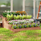 Wooden Raised Garden Bed Kit with Liner, 45" x 45" x 18", Dark Brown